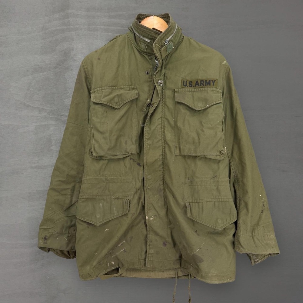 Vintage US Army Field Jacket 60s Olive Drab M-65 Distressed XS Regular